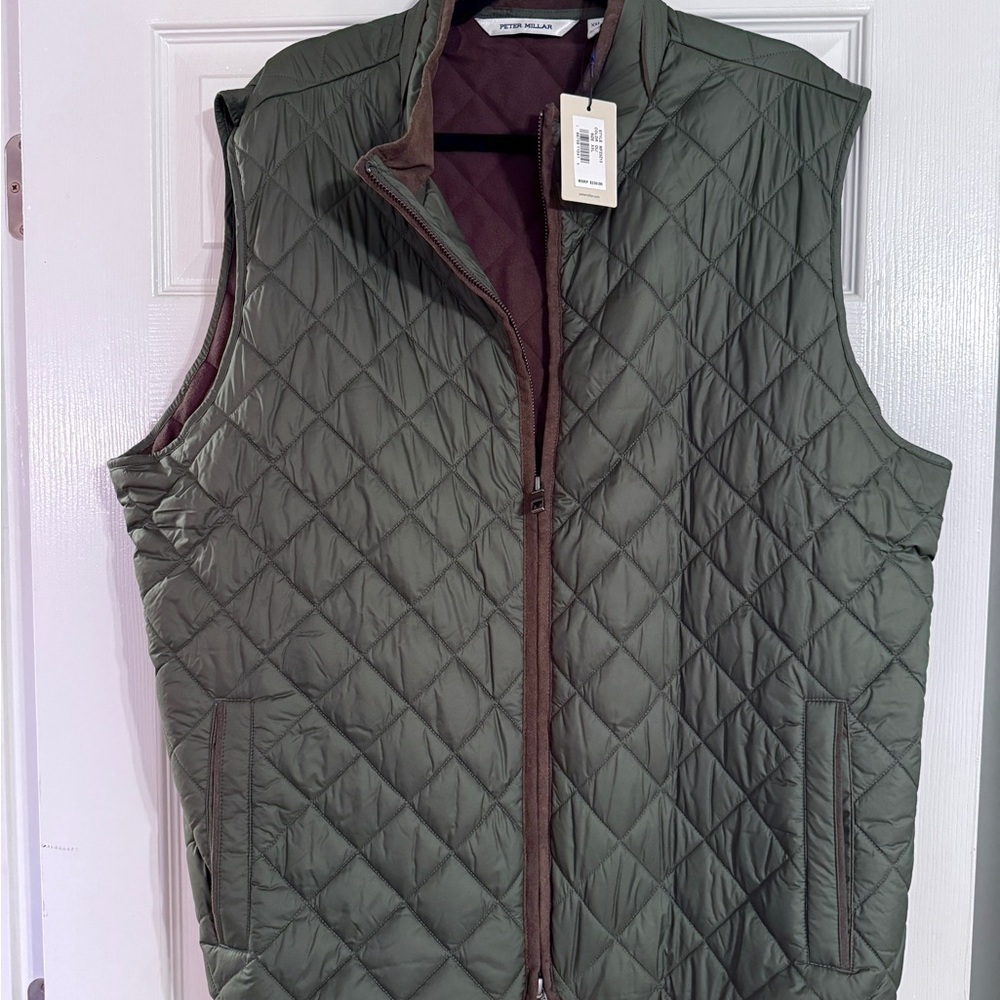 Peter Millar Men's Olive Quilted Vest
